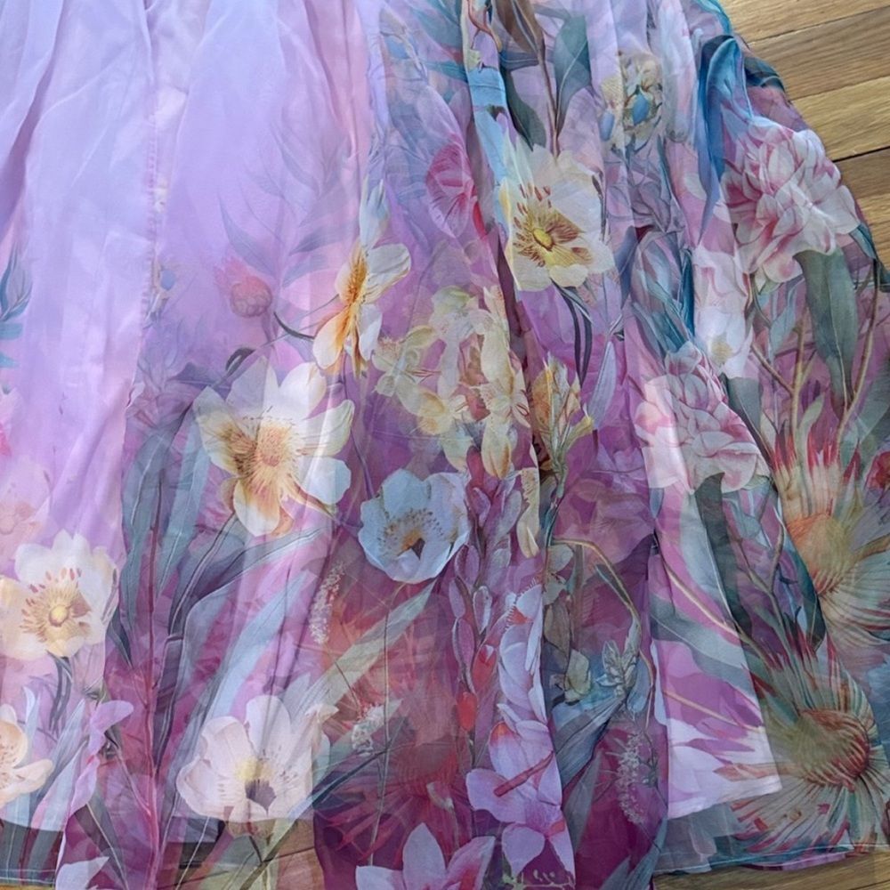 New Amthropologie BHLDN Kendall High-Neck Scarf Floral Organza Maxi Dress Sz Xs - Picture 8 of 8